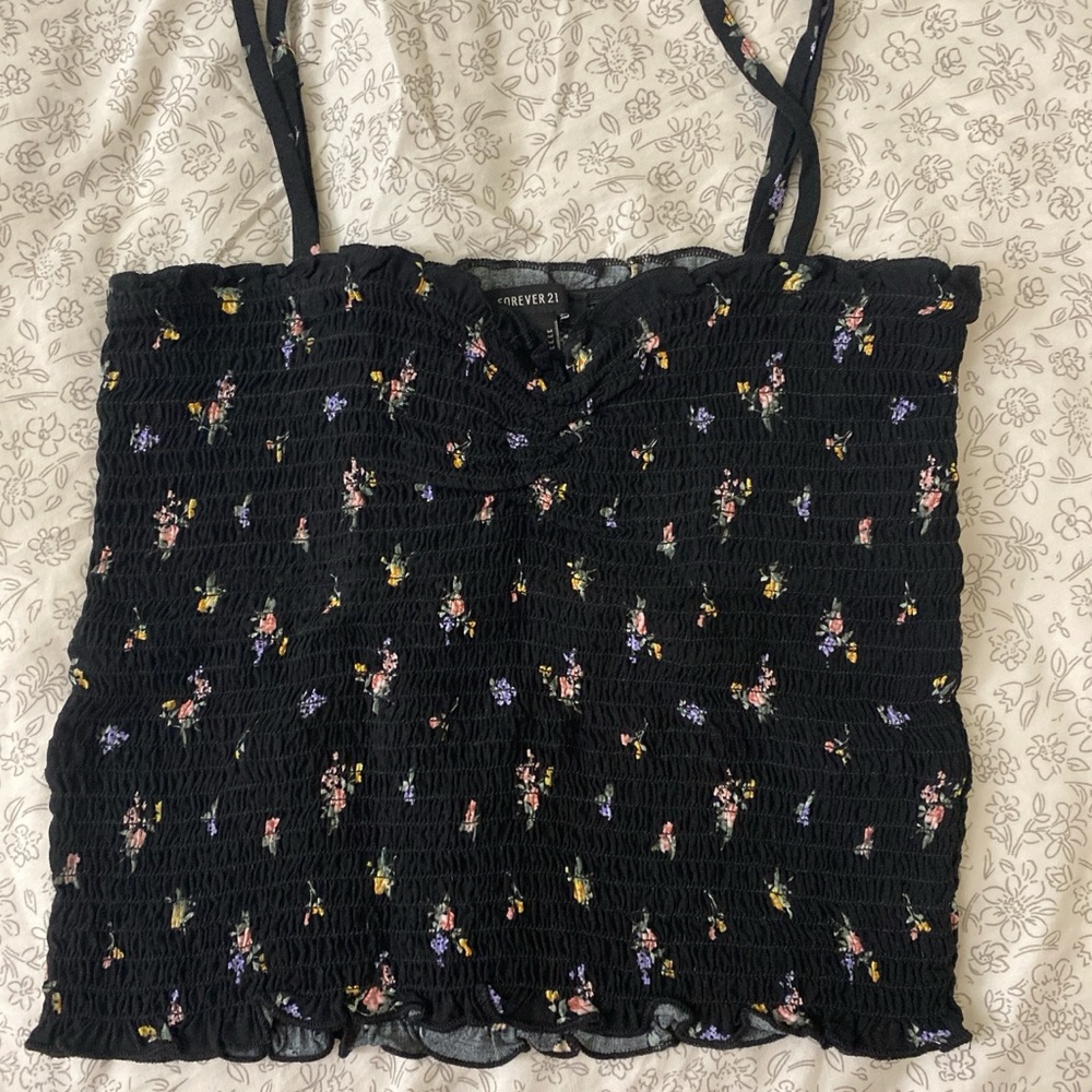 Forever 21 Black Smocked Camisole